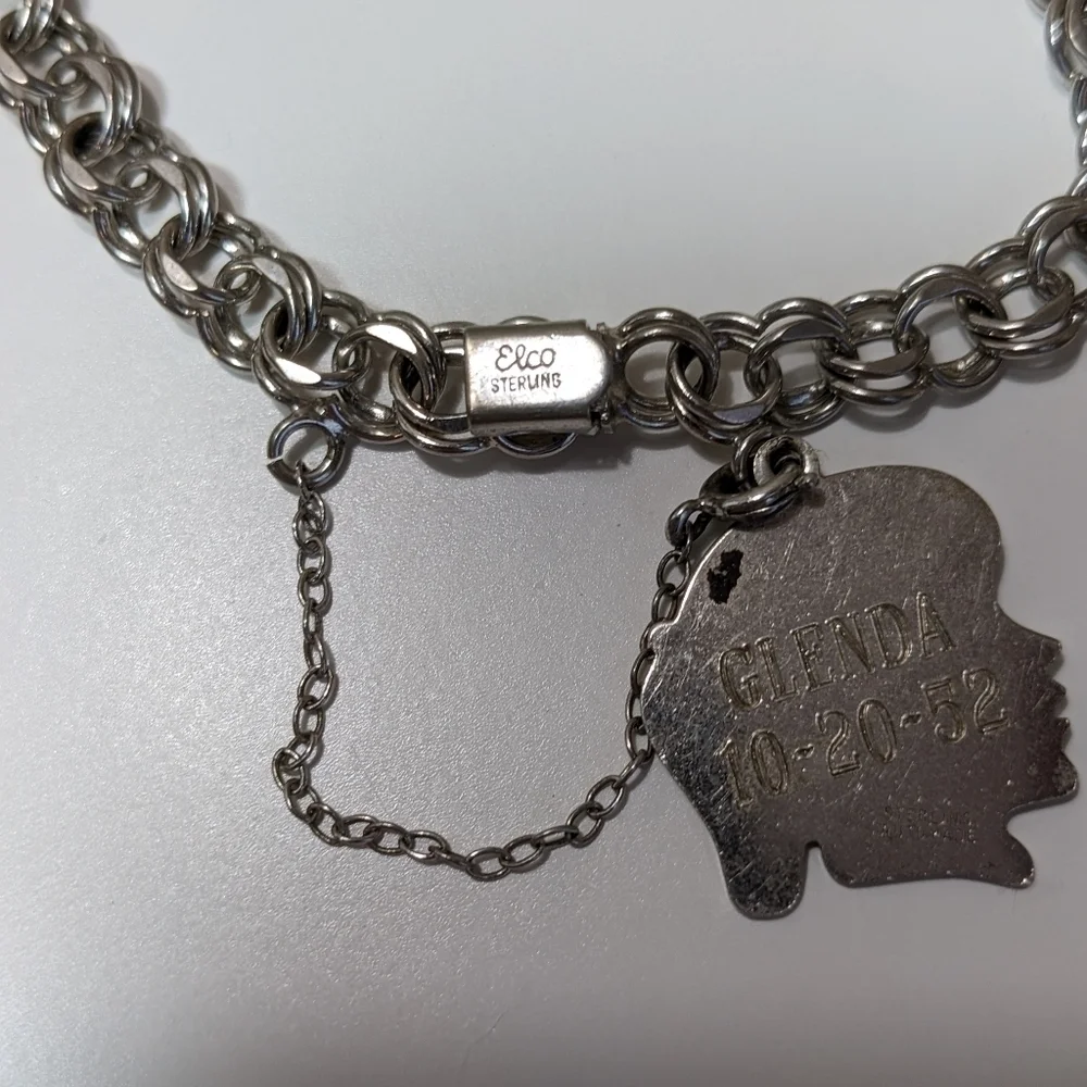 Elco Sterling Silver Charm Bracelet with 3 Girl Silhouette Charms